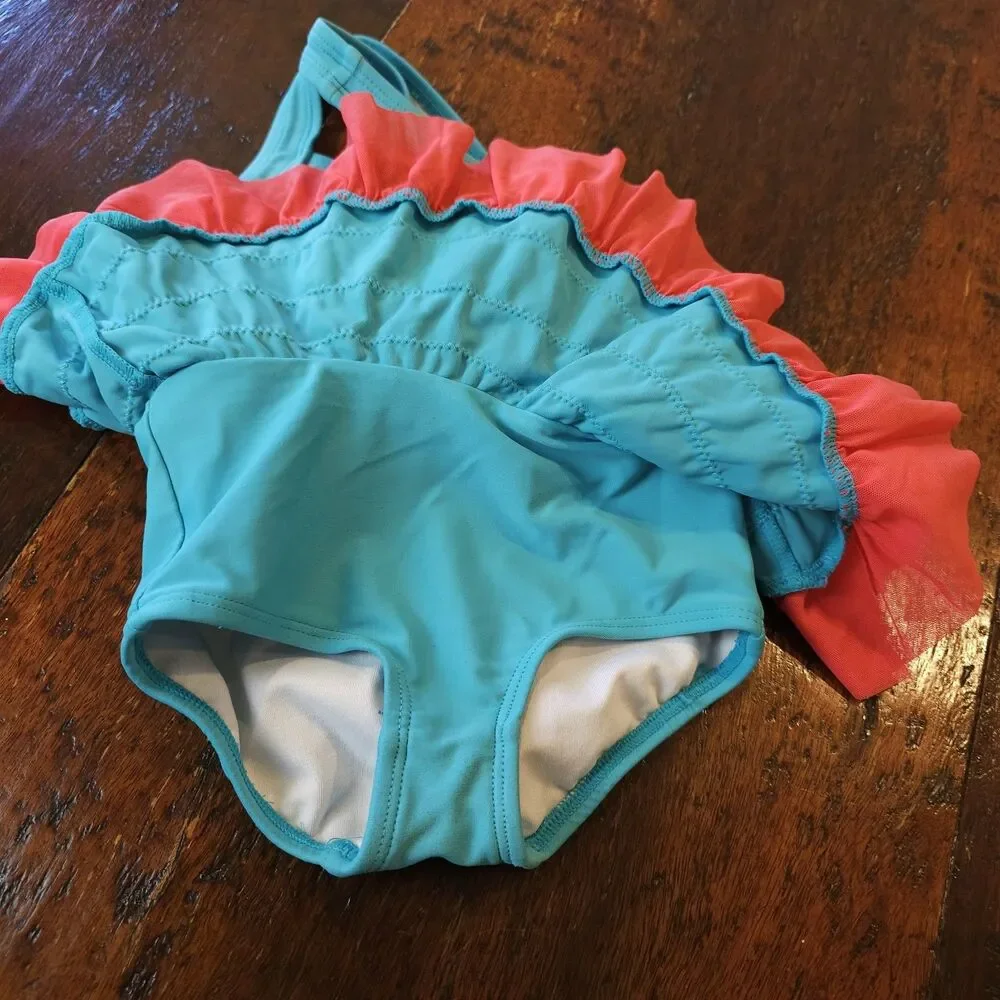 HANNA ANDERSSON girls ruffle tutu one piece swimsuit 80 85 cm blue Apx 12-18m 1T